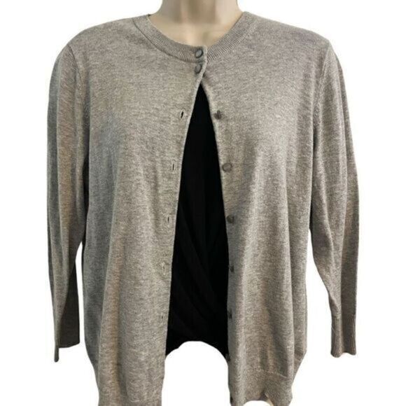 Crown & Ivy Gray Cardigan Cotton Sweater. Tag is Large fits 20" pit to pit - Picture 1 of 5